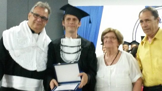 Professor mestre Trevisan, André Torcato, Maria José e Fernando.